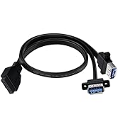 YINGAYOU USB 3.0 Front Panel Cable Extension with Panel Mount Holes 5Gbps Motherboard 19/20pin He...