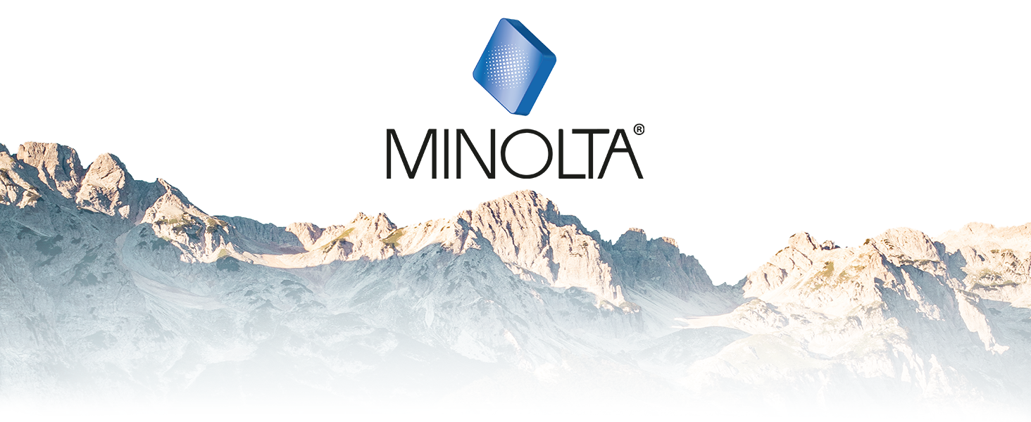 Minolta Banner with Minolta Logo on Landscape Photography Image
