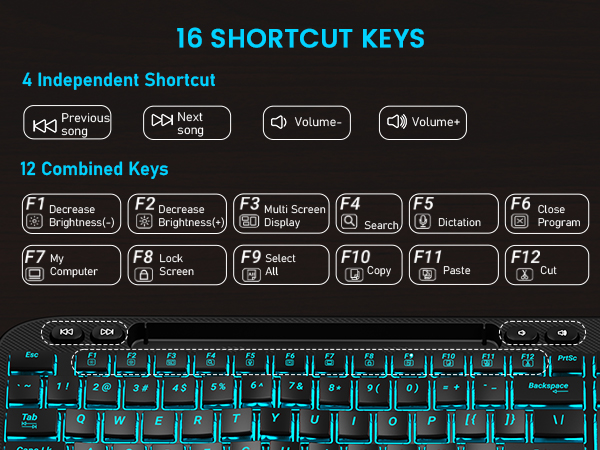 16 shortcut keys