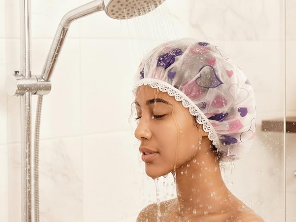 shower caps for women reusable waterproof shower cap