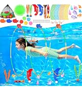 EULRGAUS Pool Toys, 34PCS Swim Thru Rings Pool Games, Diving Toys with Diving Rings, Underwater T...