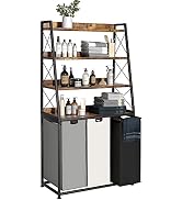 Herture Laundry Basket, 3 Section Laundry Hamper with 4 Tiers Shelf, Pull-Out and Removable Laund...