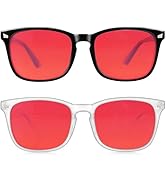 Vbewo 2 Packs Professional Sleep Glasses with 99.9% Blue Light Blocking Dual AR Coatings Red Lens...