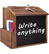 NCONCO Suggestion Box with Slot and Lock, Wall Mounted Wood Donation Boxes for Fundraising Prayer...