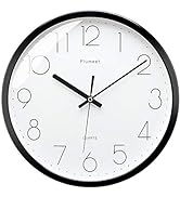 Plumeet Black Silent Wall Clocks - Non Ticking Quartz Round Clock Decorate Bedroom Home Kitchen O...