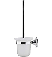 Toilet Brush, Stainless Steel Wall-Mounted Anti-Slip Handle Bathroom Brush White Holder Toilet Ac...