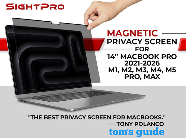 magnetic privacy screen macbook pro 14 inch 2021-2026, m1 m2, m3, m4, m5, pro/max