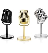 WRINGKIT 3 Pack Retro Microphone Prop, Classic Vintage Microphone Prop Model with Stand, Plastic ...