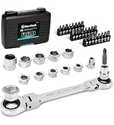 DURATECH 12-in-1 Flex-Head Ratcheting Wrench Set &amp; 24-in-1 Screwdriver Set | Double Box End Wrenc...