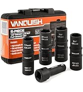 VANQUISH Motor Tech Lug Nut Socket Set, 5pc 1/2 Drive Impact Flip Socket Set with Metric 17 19 21...