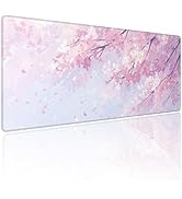 Gaming Mouse Pad Floral Cherry Blossom Flower Non-Slip Rubber Base Extended Mousepad with Stitche...