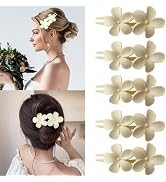 5PCS Flower Flat Hair Clips for Women - White French Flat Hair Claw Matte Hair Clips Flat Claw Cl...