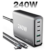 240W USB C Charger Station WOTOBEUS 5-Ports (PD 100W PPS45W+30W QC3.0) Type C Super Fast Charging...