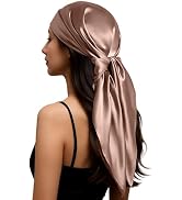 PoeticEHome Mulberry Silk Head Scarf 35"x35" - Solid Color 6A Grade Anti-Frizz Sleeping Hair Wrap...