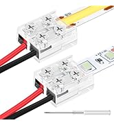 RGBZONE 15 Pcs 2-Pin 10mm LED Strip to Wire Connectors Transparent Gapless Solderless LED Connect...