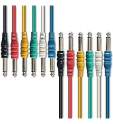 AxcessAbles 1/4 (6.35mm) TS to 1/4 (6.35mm) TS Unbalanced Mono Multi-Color Patch Cables 6 Pack Ou...