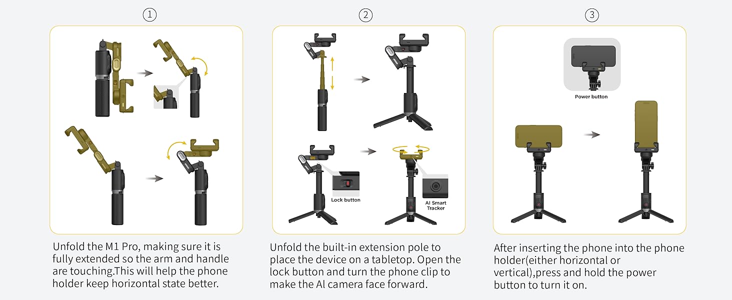 gimbal stabilizer for iphone gimbal tripod for cell phone selfie stick tripod