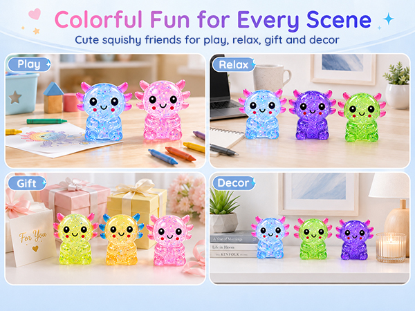Axolotl Squishy Glitter Stress Relief Toy