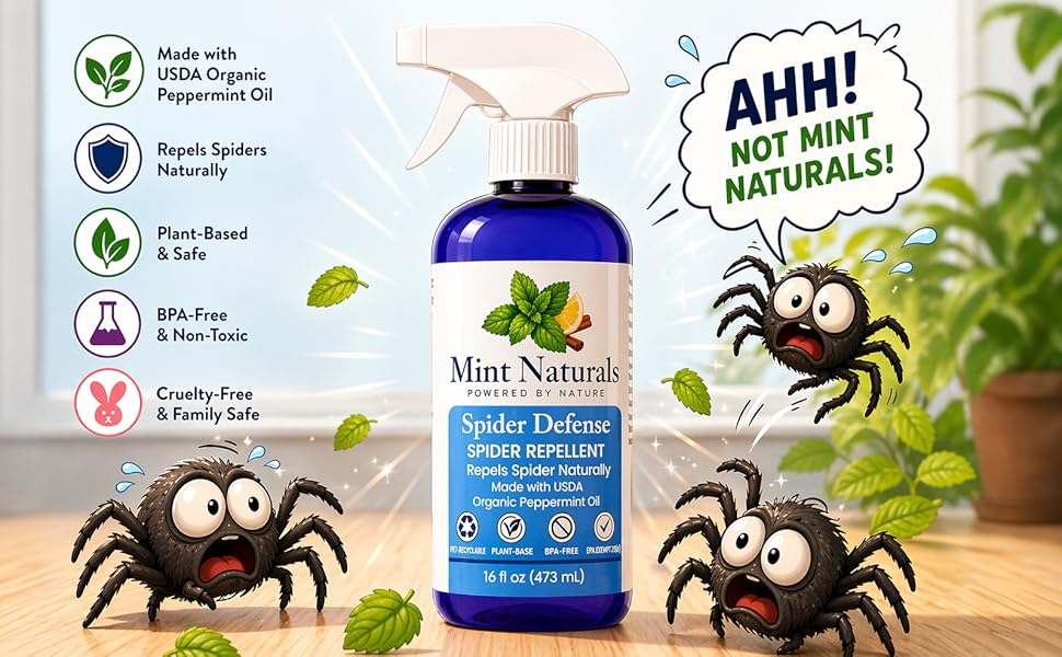 Natural spider repellent spray made in USA for indoor and outdoor use