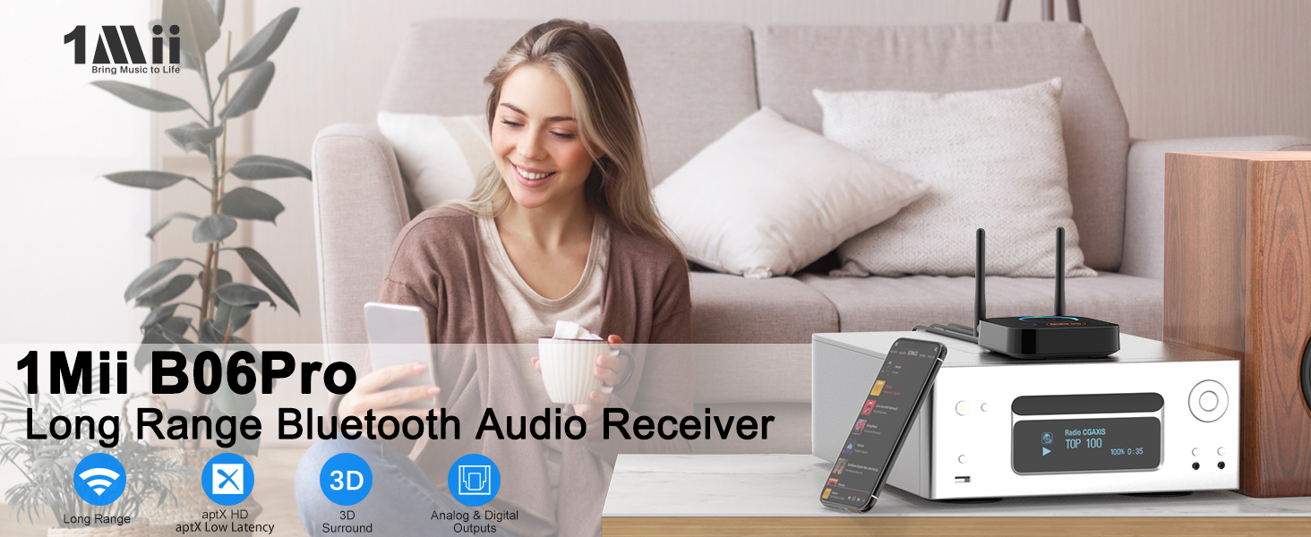 B06Pro Bluetooth Receiver for Home Stereo