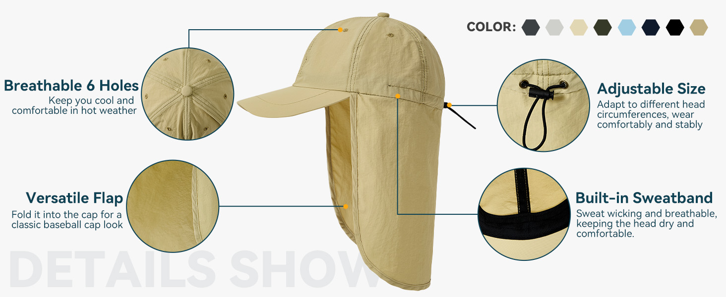 baseball cap with neck flap