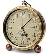Maxspace Metal Golden Table Clock, Retro Vintage Non-Ticking Small Alarm Clock,Battery Operated S...