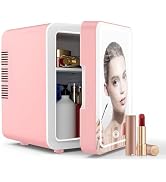 Yincook Mini Fridge for Bedroom, Skincare Fridge With Dimmable LED Light Mirror,4L Makeup Mini Fr...