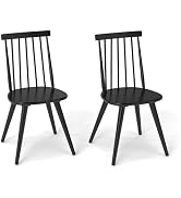 Giantex Windsor Dining Chairs Set of 2, Farmhouse Wooden Black Kitchen Chairs w/Solid Rubber Wood...