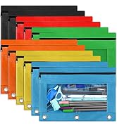 Gloween Pencil Pouch for 3 Ring Binder, 12 Pack Bulk Zipper Pencil Pouches Case Cosmetics Bag in ...