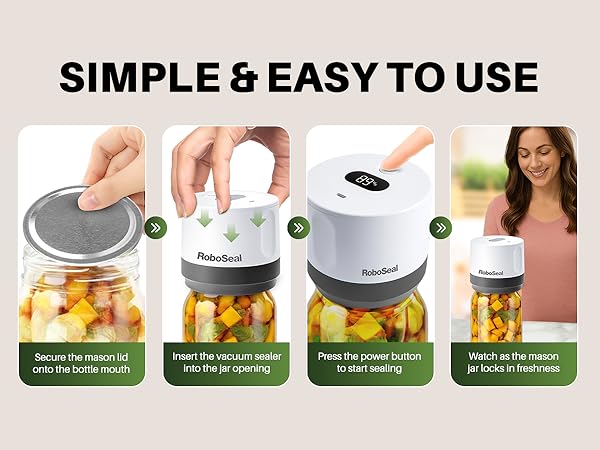 RoboSeal Rechargeable Mason Jar Vacuum Sealer for Mason Jars
