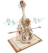 ROKR 3D Puzzles for Adults 1:5 Scale Cello Model Kit with Base 199pcs Wooden Music Box Building K...