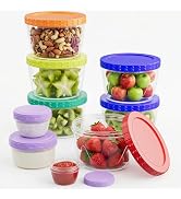 9 Pack- 17/10/5/2.7oz Reusable Freezer Storage Containers, Airtight Plastic Food Sauce Salad Dres...