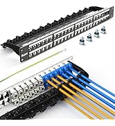 PBAEGAV 1U 48 Port Shielded Blank Keystone Patch Panel Folding with Cable Management and Support ...