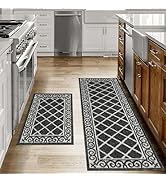Kitchen Rug Sets 2 Piece with Runner Non Slip Kitchen Rugs and Mats Washable Kitchen Mats Se...