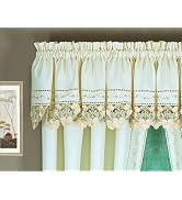Today's Curtain Regal Reverse Embroidery Valance 14", Ecru/Peach, 60" W x 14" L