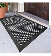 BEHERO Rubber Outdoor Mat, Anti Fatigue Rubber Floor Mats, Non-Slip Front Door Mats Entrance, Hea...