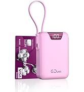 Gidues M2 Portable Charger, 20000mAh Power Bank, PD 35W Ultra Fast USB-C Built-in Cable, Compact ...
