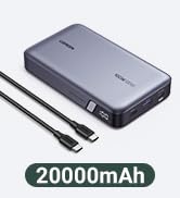 UGREEN 20000mAh 100W Power Bank, Nexode Portable Charger USB C 3-Port PD Fast Charging Battery Pa...