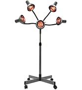 750W Standing Hooded Hair Dryer with 5 Infrared Lamps – Adjustable Height Salon Hair Steamer &amp; He...