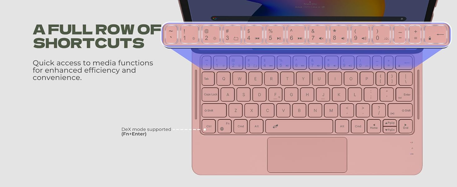 Laptop-like Typing Multi-touch Trackpad Backlit Stylus Holder for 11" Galaxy Tab A9+ Plus (2023)