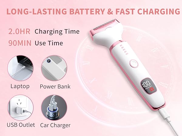 Electric Razors Bikini Trimmer Women Shaver Shaving Waterproof Rechargeable Pubic Hair Led Display