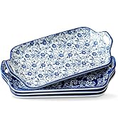Cerkik Serving Tray with Handles - 12 Inch Large Ceramic Turkey Serving Platter for Food Meat - P...