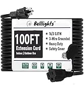 100ft Extension Cord 16 SJTW AWG Heavy Duty Power Cord 3 Prong, NEMA 5-15P to NEMA 5-15R, Power C...
