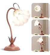 WERFOP Vintage Flower Table Lamp,? LED Reading Lamp Cute Flower Bedside Night Light 3 Color Modes...