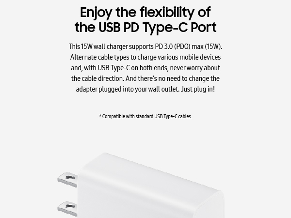 Samsung 15W Power Adapter With USB Cable White