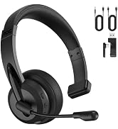 AOC Wireless Headset with Mic for Work, AI ENC Noise Canceling for Work | Bluetooth Single Ear He...