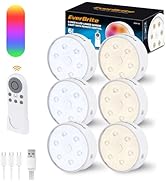 EverBrite Puck Lights With Remote, Rechargeable 2000mAh Linked Sensor Under Cabinet, Two Group Co...