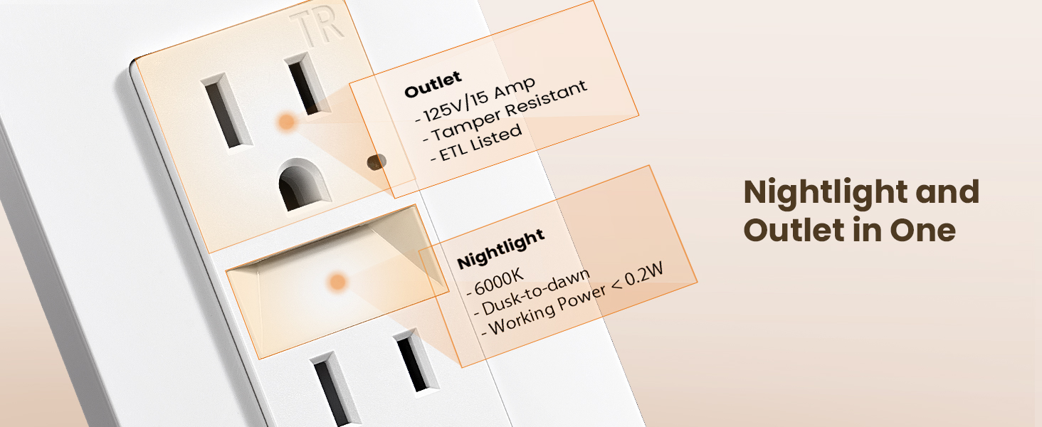outlet with 6000k nightlight