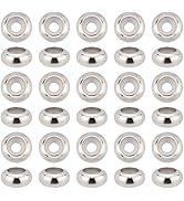 PH PandaHall 35pcs Stopper Beads 304 Stainless Steel Spacer Beads 10mm Rubber O Rings Insert Rubb...
