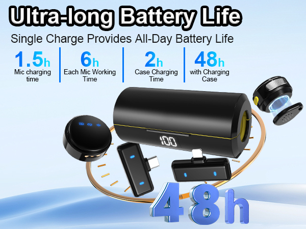 wireless lavalier microphone with charging case